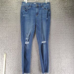 Old Navy Jeans Women’s Size 10 Blue Pop Icon Skinny Distressed Frayed Hem